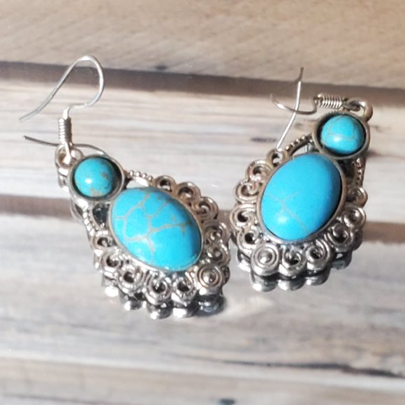 Itzel Genuine Turquoise & Sterling Silver Earrings. - Picture 8 of 8